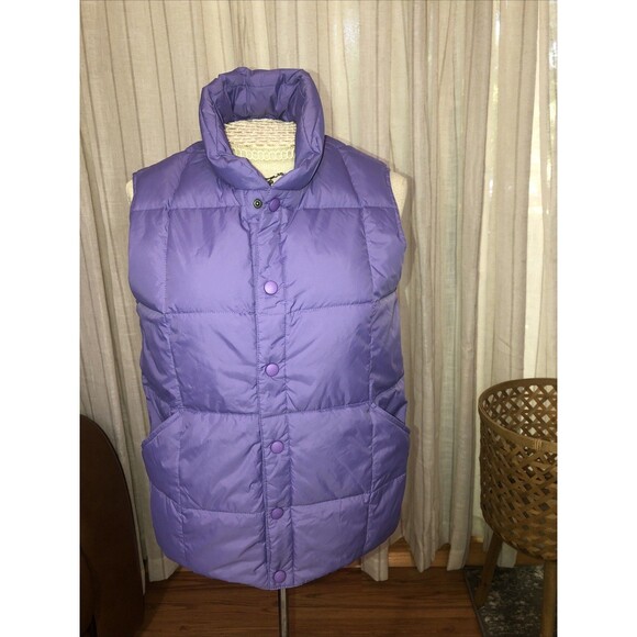 Lands End  Women's Quilted Down Puffer Vest Light-Purple Medium Insulated Snap - Picture 1 of 7